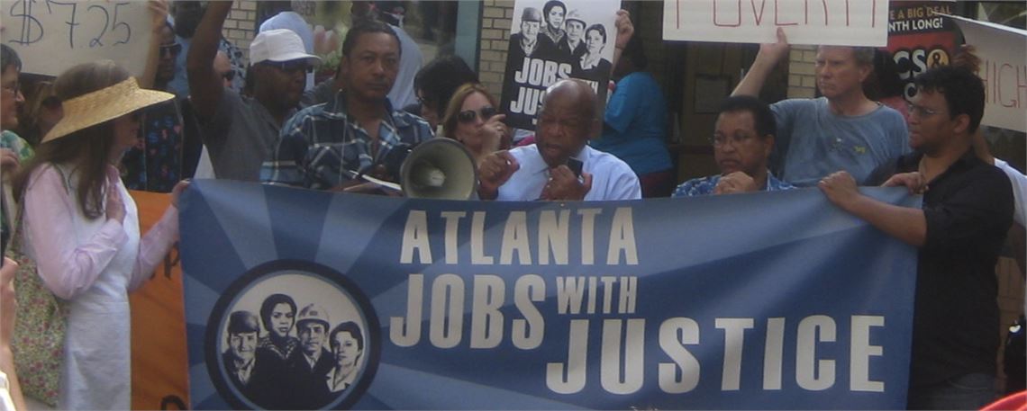 John Lewis stands with Atlanta Jobs with Justice